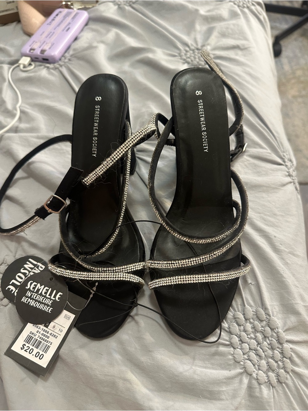 Madden Girl Black Rhinestone Strappy Heels